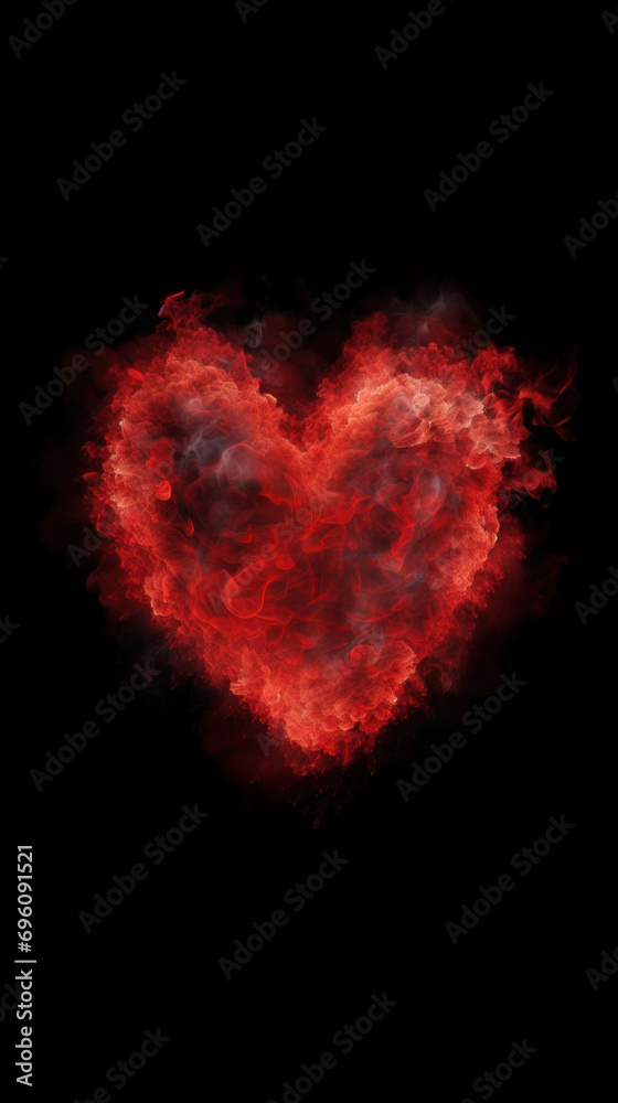 Abstract Fiery Heart with Soft Smoke Trails