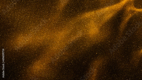 Golden glitter texture shining in the dark