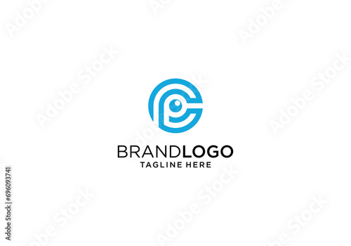 Modern unique letter CP PC logo icon design template elements. 