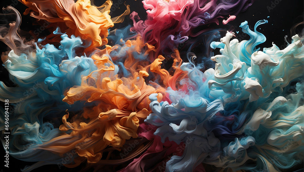 Vibrant colors exploding in abstract physical structure generated by AI