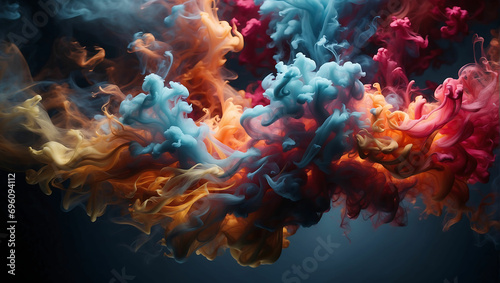 Vibrant colors exploding in abstract physical structure generated by AI photo