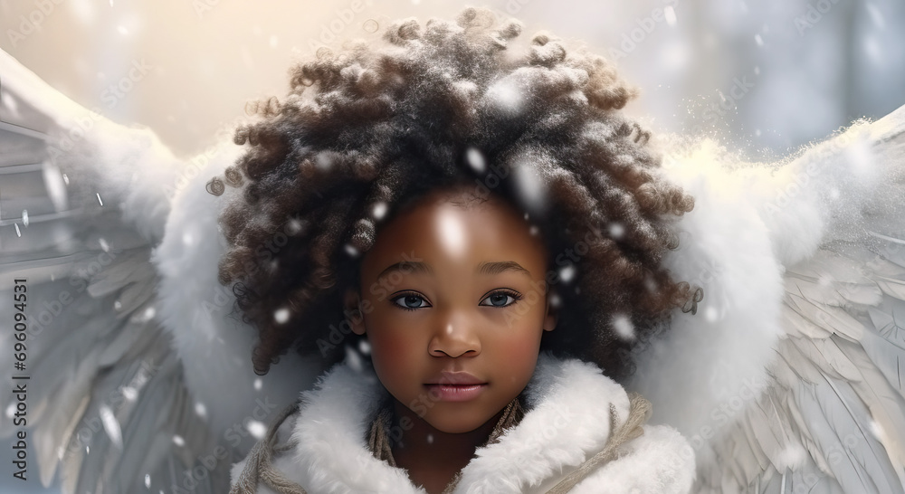 portrait of cute little angel in the snow portrait of cute little angel in the snow