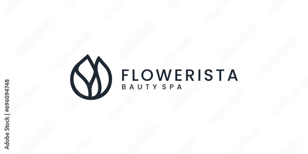 Beauty flower logo design with line art style