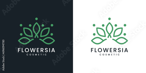 minimalist beauty flower line style logo design photo