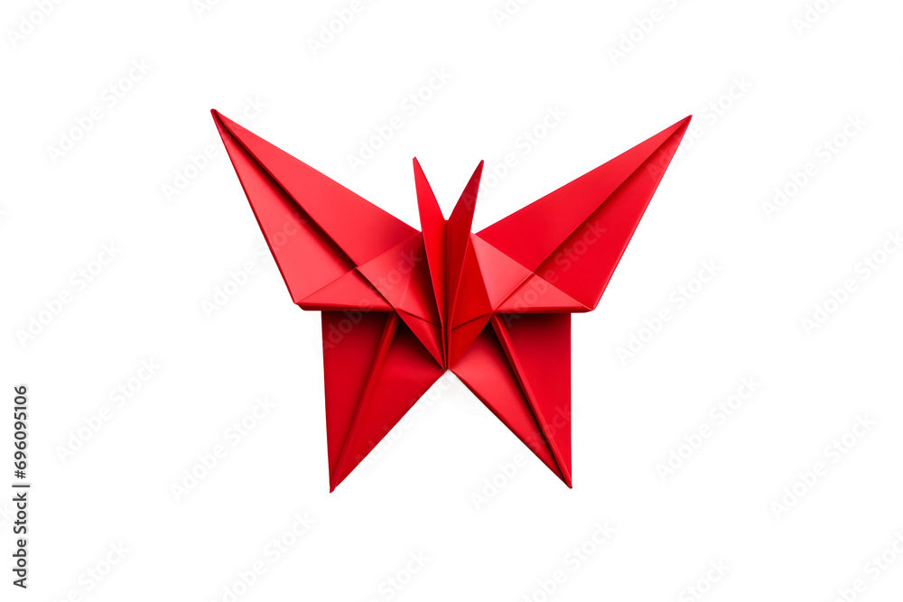 Fototapeta Red Origami Bird (PNG) isolated on transparent background