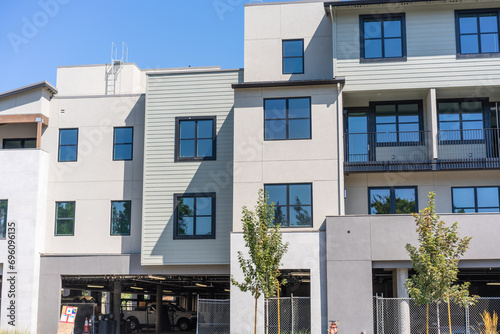Exterior view of multifamily residential building under construction  Fremont, San Francisco bay area, California © Sundry Photography