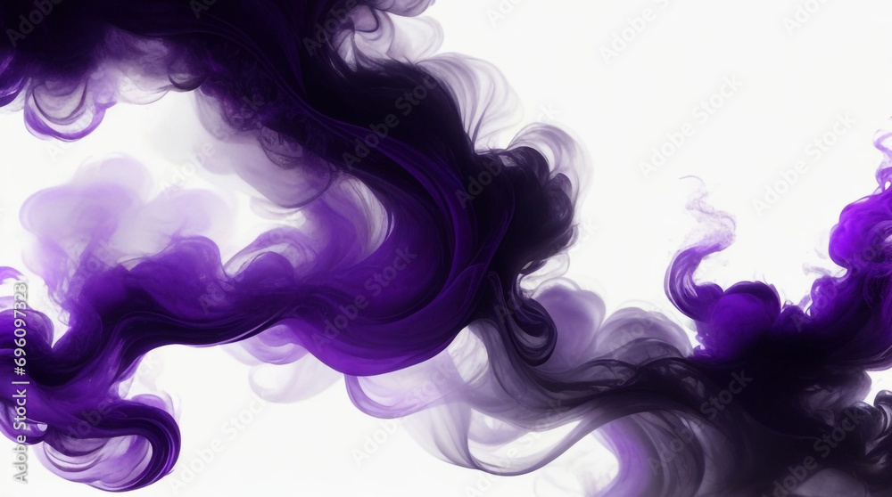 
Ethereal Fusion: Flowing Black Ink and Purple Smoke Dance on a White Canvas