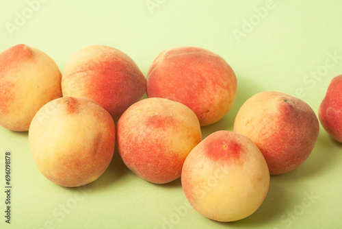 peaches on green background