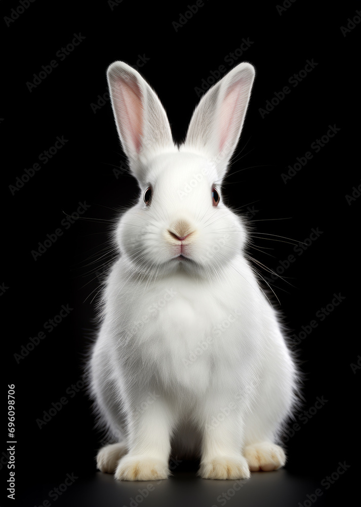 Obraz premium White Rabbit on black background