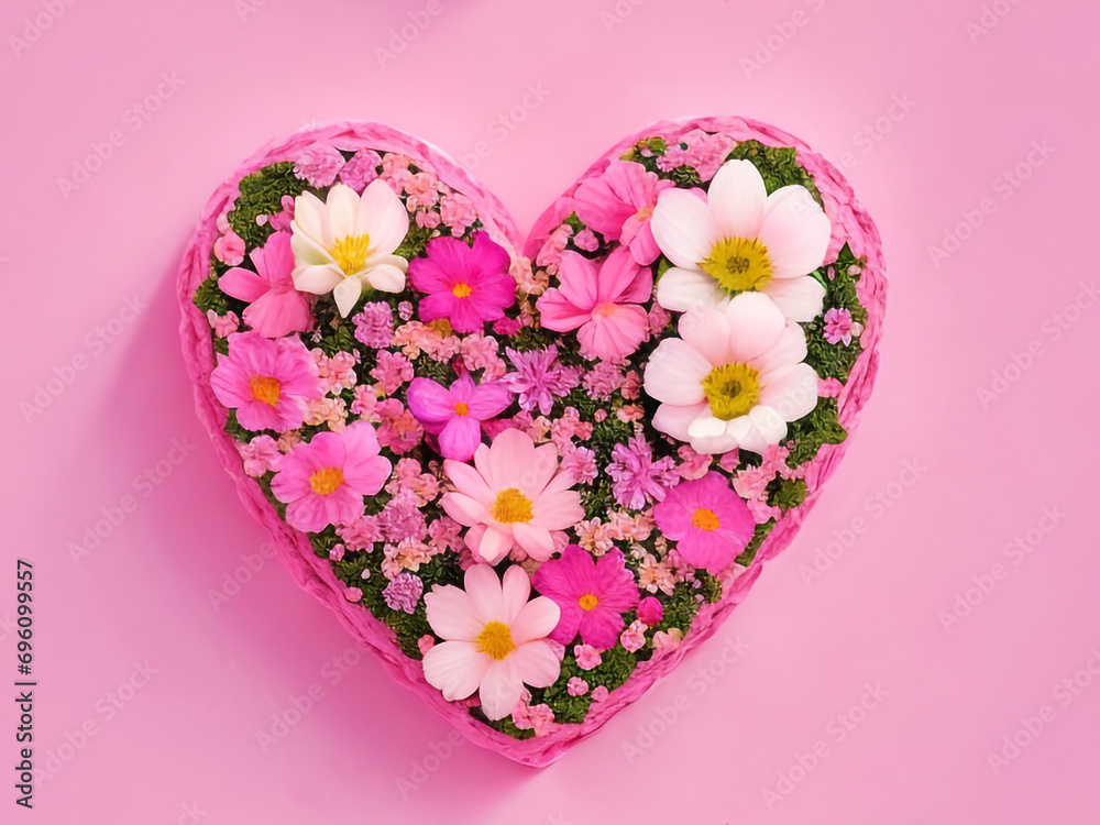 pink heart with flowers