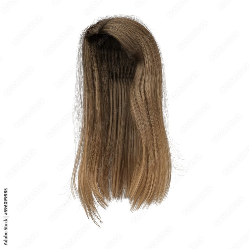 Naklejka premium 3d rendering straight soft brown hair isolated