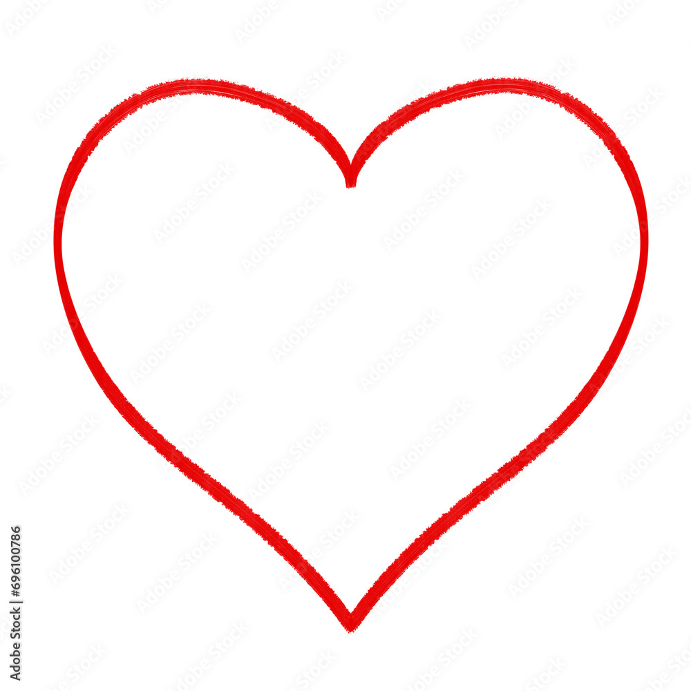 Red contour heart on a white background. Dry paint effect. Red contour heart on a white background. Dry paint effect.
