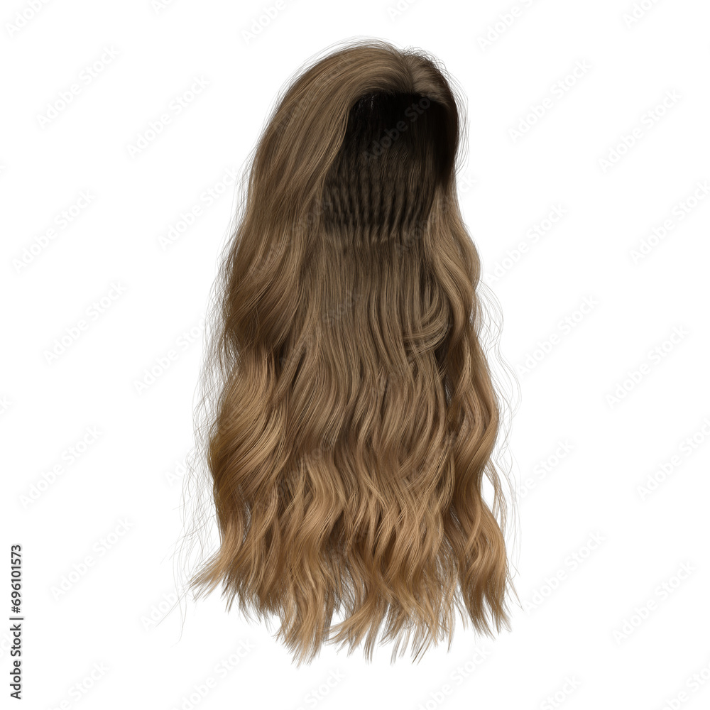 3d rendering soft wavy elegant brown hair isolated 3d rendering soft wavy elegant brown hair isolated