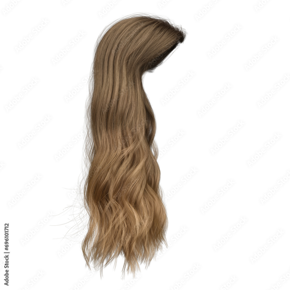 Naklejka premium 3d rendering soft wavy elegant brown hair isolated