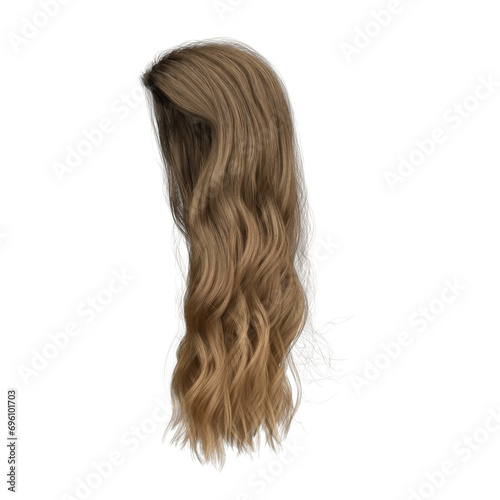 3d rendering soft wavy elegant brown hair isolated