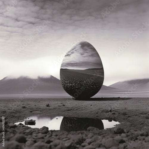 egg, desert, fog, mirrors by SebastiÃ£o Salgado photo
