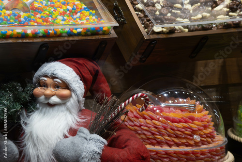 CHRISTMAS CANDY SHOWCASES WITH PAPANOEL IN THE BACKGROUND photo