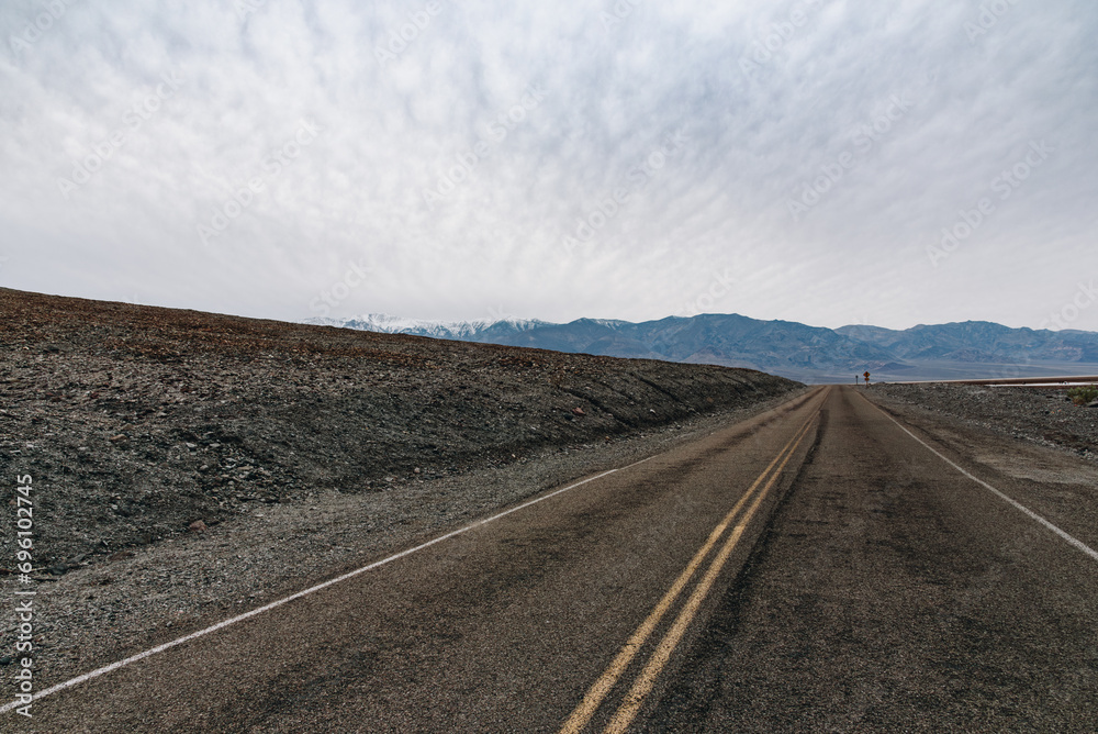 Empty American highway in the Death Valley
