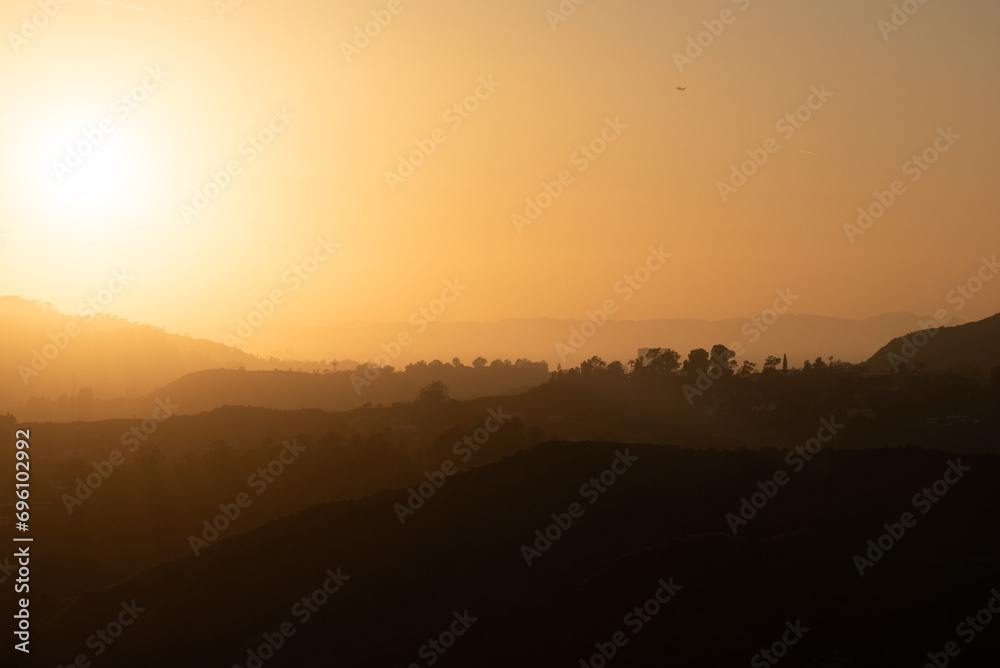 Hazy sunset over Los Angeles