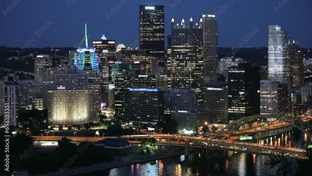 Pittsburgh Cityscape with Business district and Monongahela river in Background.