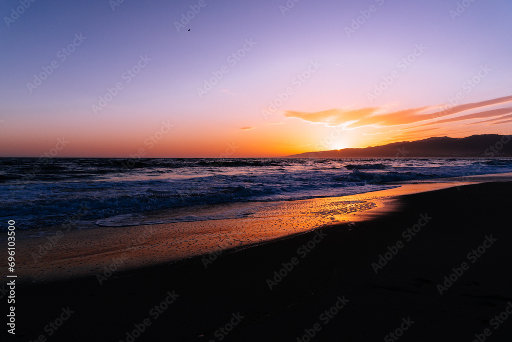 Late evening sunset on the beach