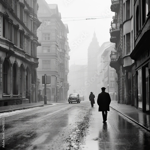 the city street was a thriving street, swiss style, post-war, wimmelbilder, einer johansen, negative space