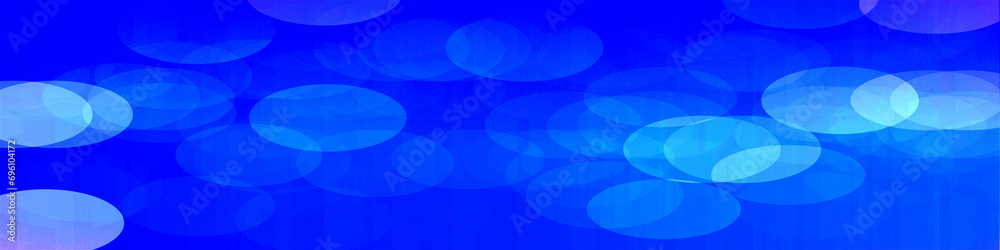 Blue panorama bokeh background banner, with copy space for text or your images