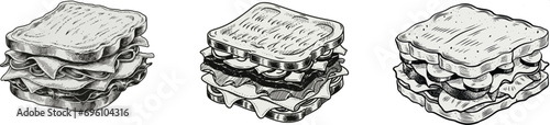 black and white sketch Sandwich 