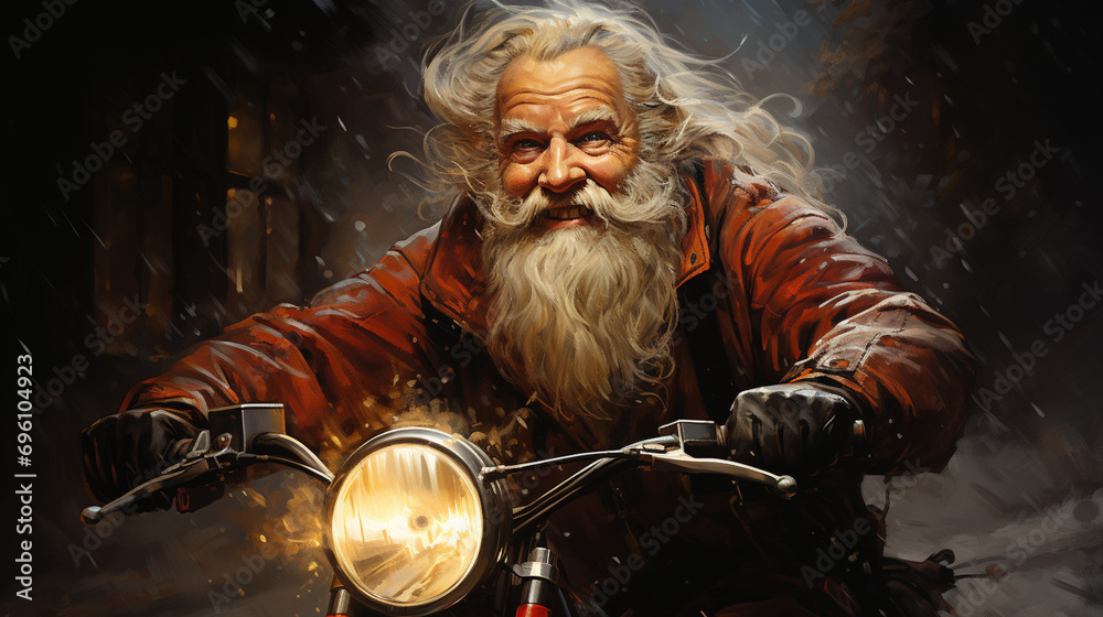 Santa Claus on a motorcycle