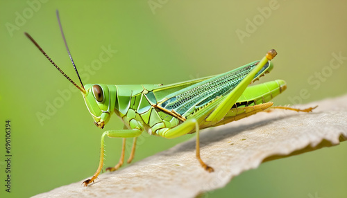 Macro photograph of green grasshopper
