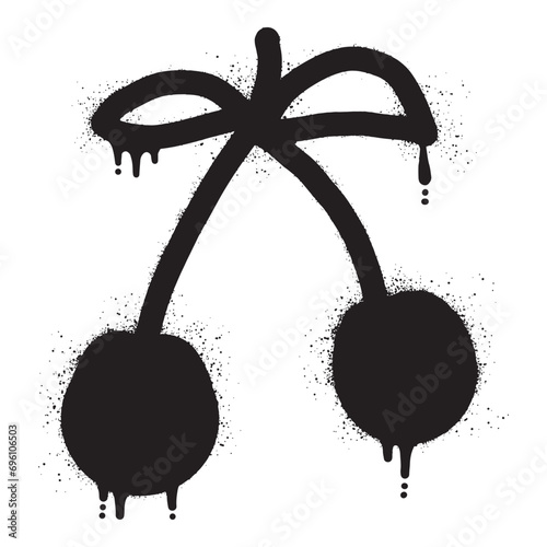 Cherry fruit graffiti with black spray paint