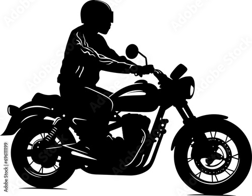 Motorcycle Rider Side View Silhouette Isolated Vector Illustration. AI generated illustration.
