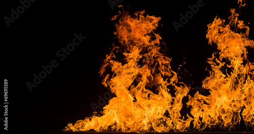 burning fire flame on a dark background