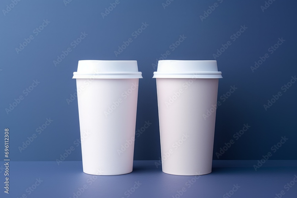 Paper cups with caps isolated on gray background, Paper cups with caps isolated on gray background,