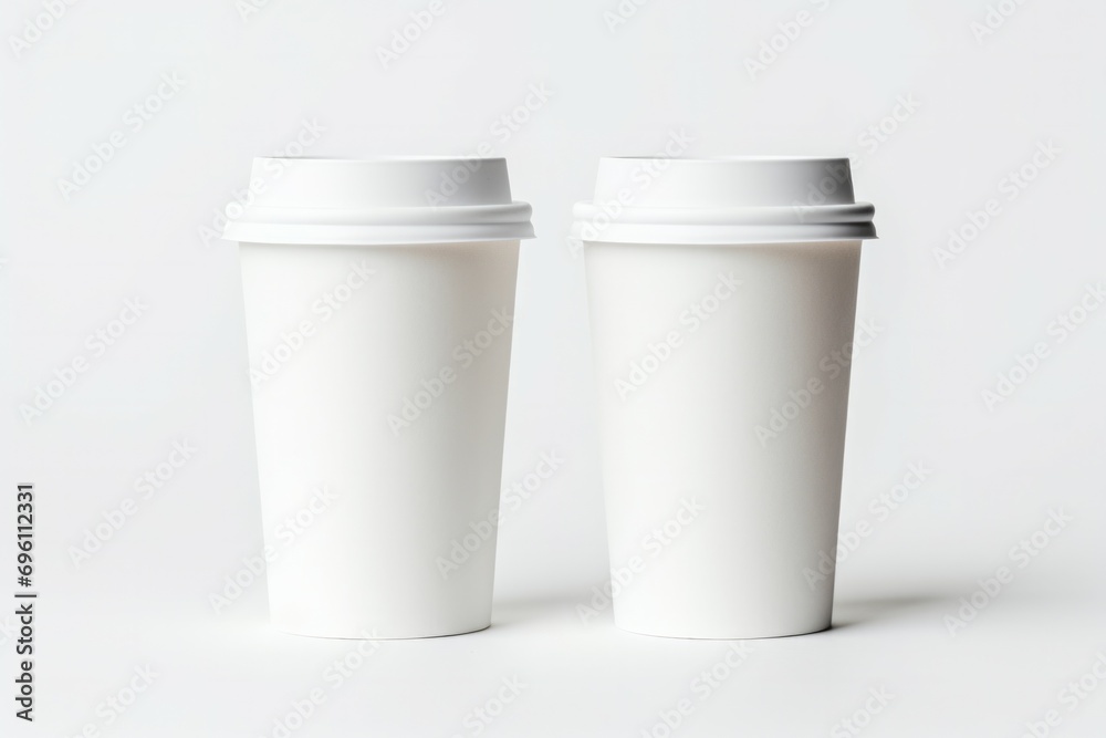 Paper cups with caps isolated on gray background, Paper cups with caps isolated on gray background,