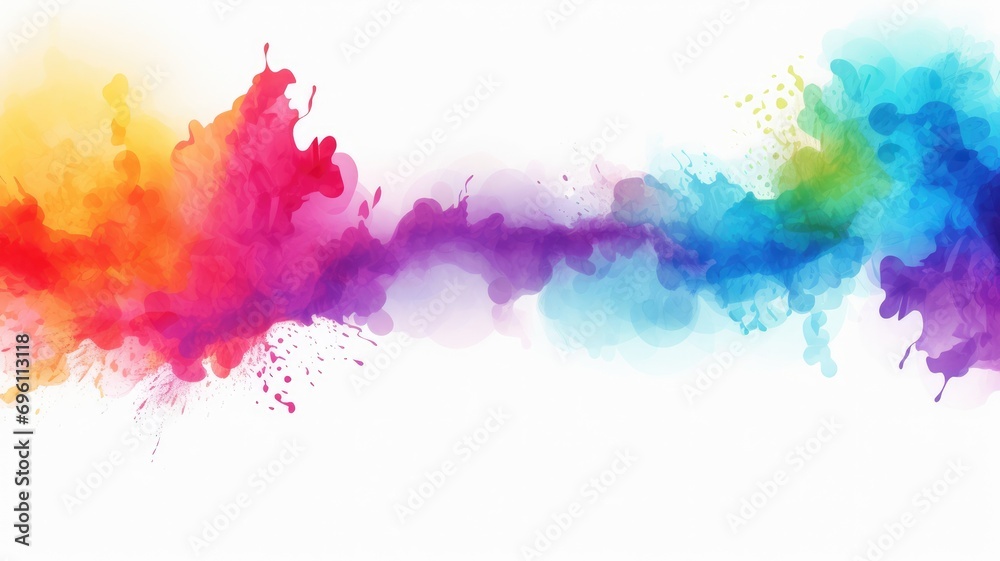Vibrant watercolor paint splash transitioning across colors - obrazy, fototapety, plakaty 