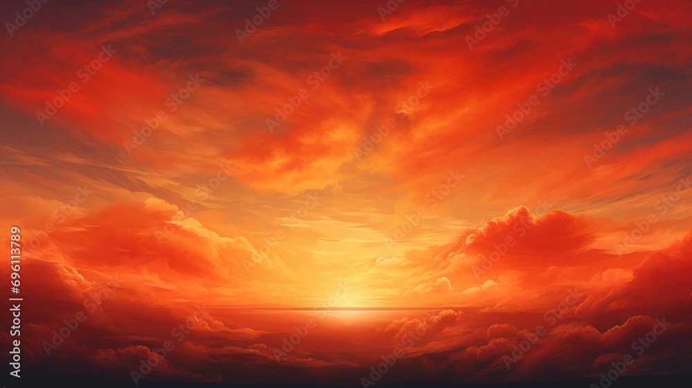 Dramatic red cloudscape over the horizon