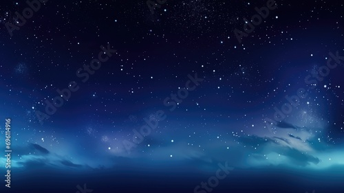 Starry night sky with clouds and celestial glow
