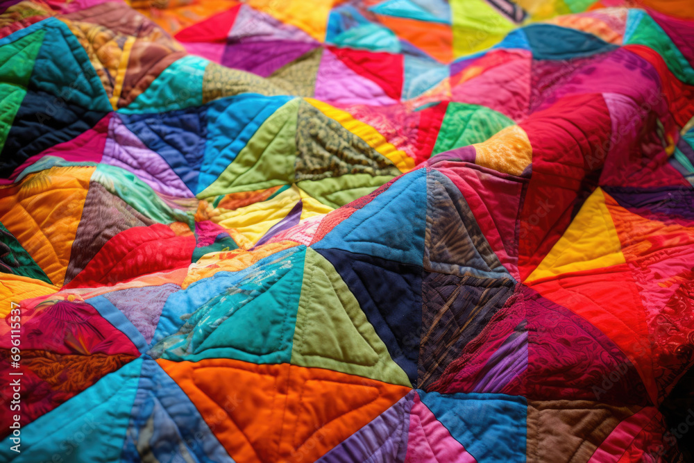original patchwork quilt made from bright pieces of different fabrics original patchwork quilt made from bright pieces of different fabrics