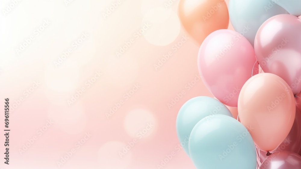 Pastel balloons against a soft pink background