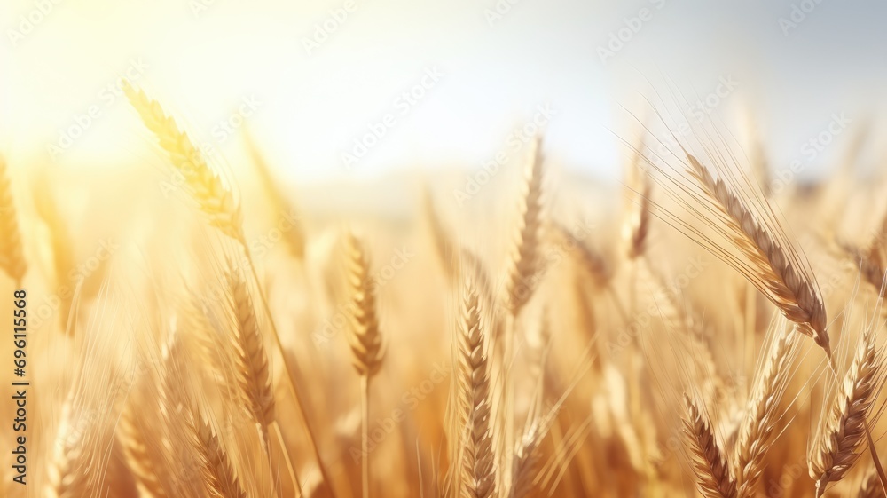 Golden wheat field under a bright sun Golden wheat field under a bright sun