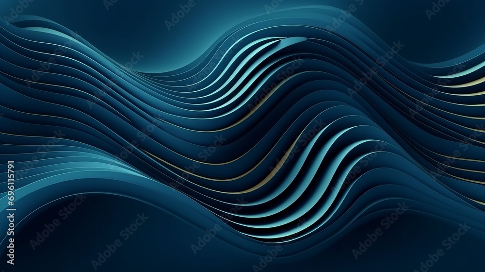 3D modern wave curve abstract presentation background. Luxury paper cut background. Abstract decoration, golden pattern, halftone gradients, 3d Vector illustration. Dark blue background.Design concept