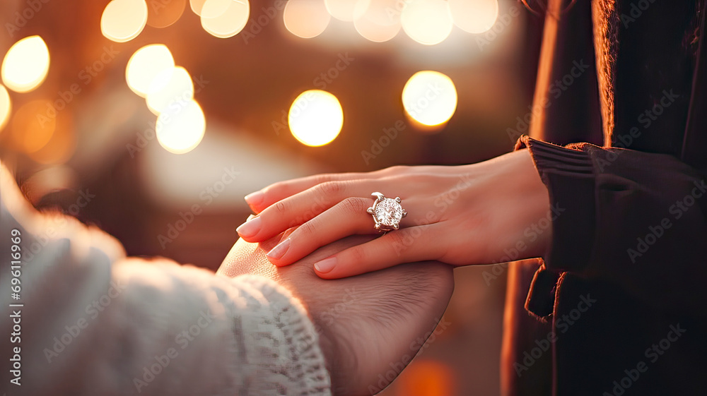 Cozy home, hands, engagement ring, love.
