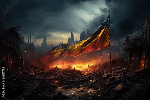 Canvastavla The flag of Ukraine at war in Ukraine