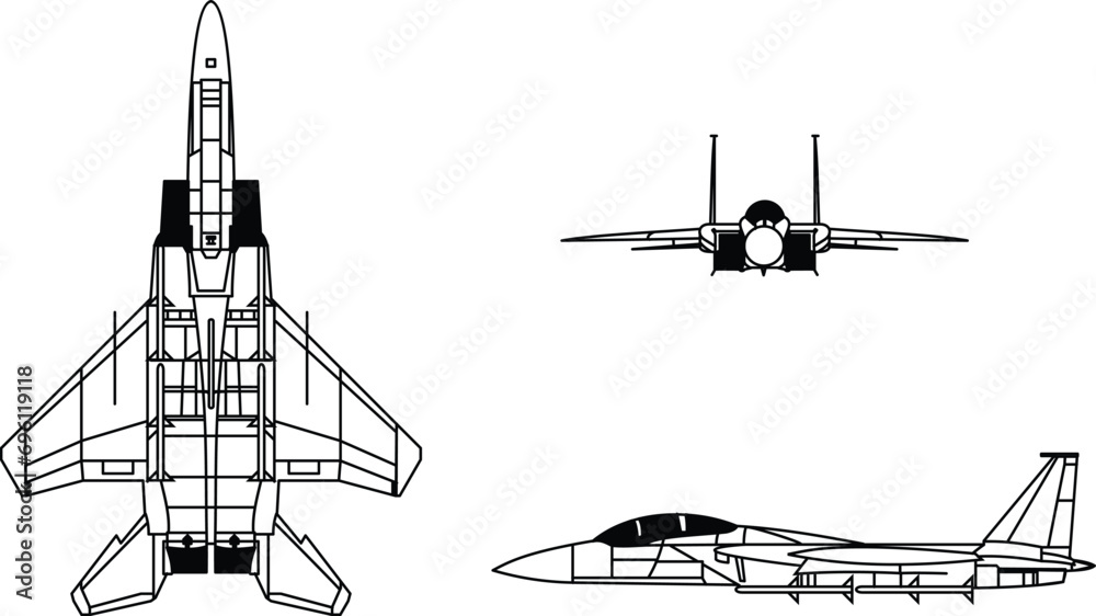 Air Plane, us army fighter jet, Line art vector, eps, file for cnc laser cutting, Laser engraving, wood engraving model, cricut, ezcad, digital cutting machine template Frame - obrazy, fototapety, plakaty 