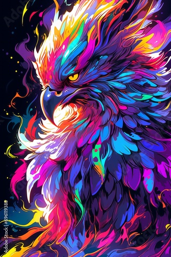 abstract colorful background neon griffin © Elzerl