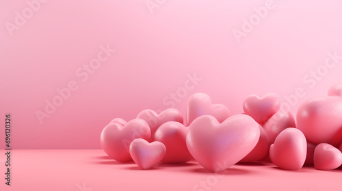 Espace vide de composition avec des coeurs. Ambiance chaleureuse et romantique. Saint-Valentin, amour, plaisir, bonheur. Arrière-plan pour conception et création graphique.