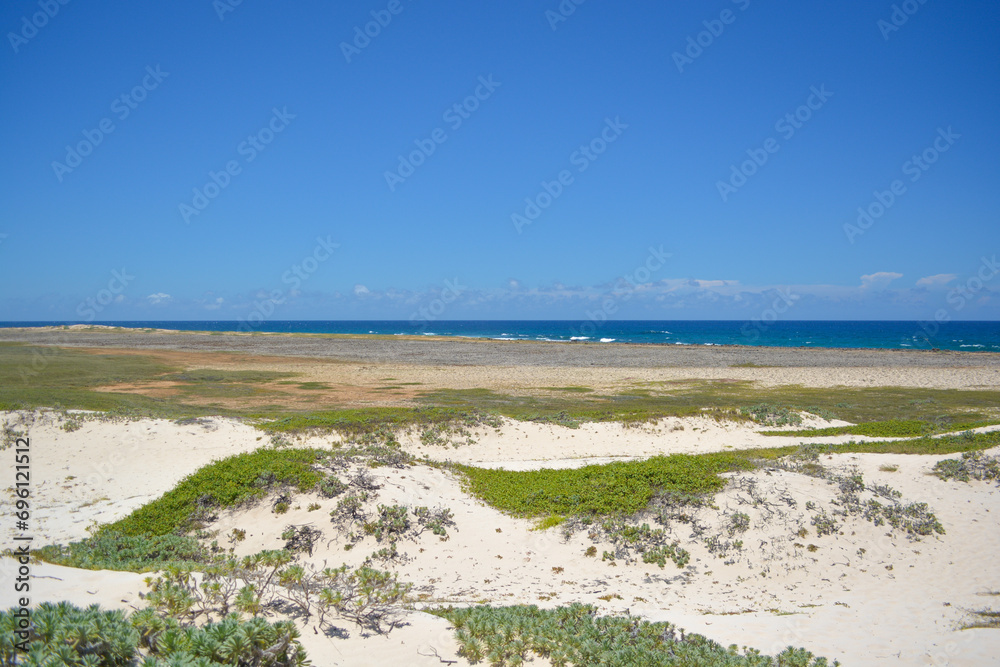 A view on Caribbean sea from Sasarawichi dunes at Hudishibana, Aruba. A view on Caribbean sea from Sasarawichi dunes at Hudishibana, Aruba.