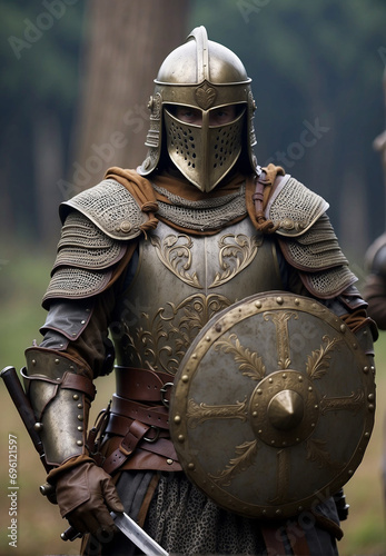 warrior of the early medieval period, in full battle gear