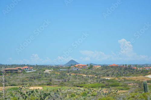 A View of Hooiberg Peak from West point of Aruba.  photo